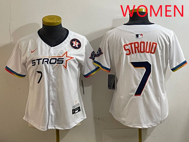 Women Houston Astros #7 Stroud White Fourth generation Joint Name Nike 2025 MLB Jersey style 7
